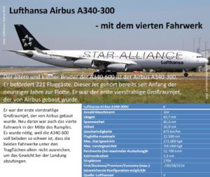 Lufthansa-Sitzplatzkonfiguration und wichtige Daten zu den „Eindeckern“ - die Fotos 40 Lufthansa Airbus A340-300, wichtige Daten
