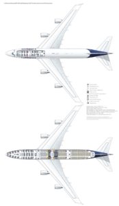 Sitzplan Lufthansa Boeing 747-400 mit 67 Sitzen in der Business Class, 32 Premium Economy und 272 Economy