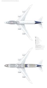 Sitzplan Lufthansa Boeing 747-8, 8 Sitze in der First Class, 92 in der Business, 32 Premium Economy, 208 in der Economy