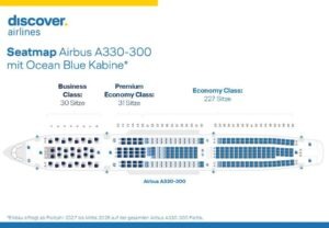 Sitzanordnung Airbus A330-300 mit Ocean Blue Kabine
