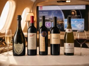 Service an Bord der Emirates-Flugzeuge: Essen, Getränke und Komfort in allen Klassen 12 Dom Pérignon Vintage 2017 und vier ausgewählte Spitzenweine für die Emirates First Class